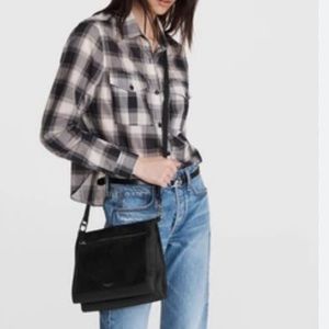 Rag Bone Olympus Crossbody Suede Black Black with Silver Hardware